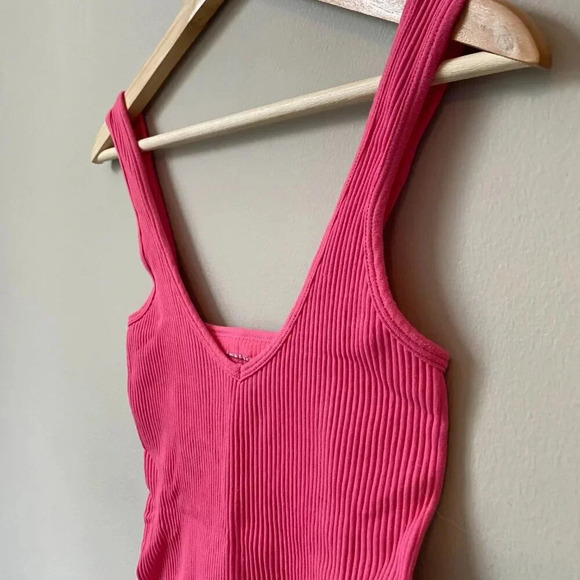 NWOT Intimately Free People Women's Size M/L Sleeveless Ribbed Bodysuit Hot Pink - Picture 8 of 14